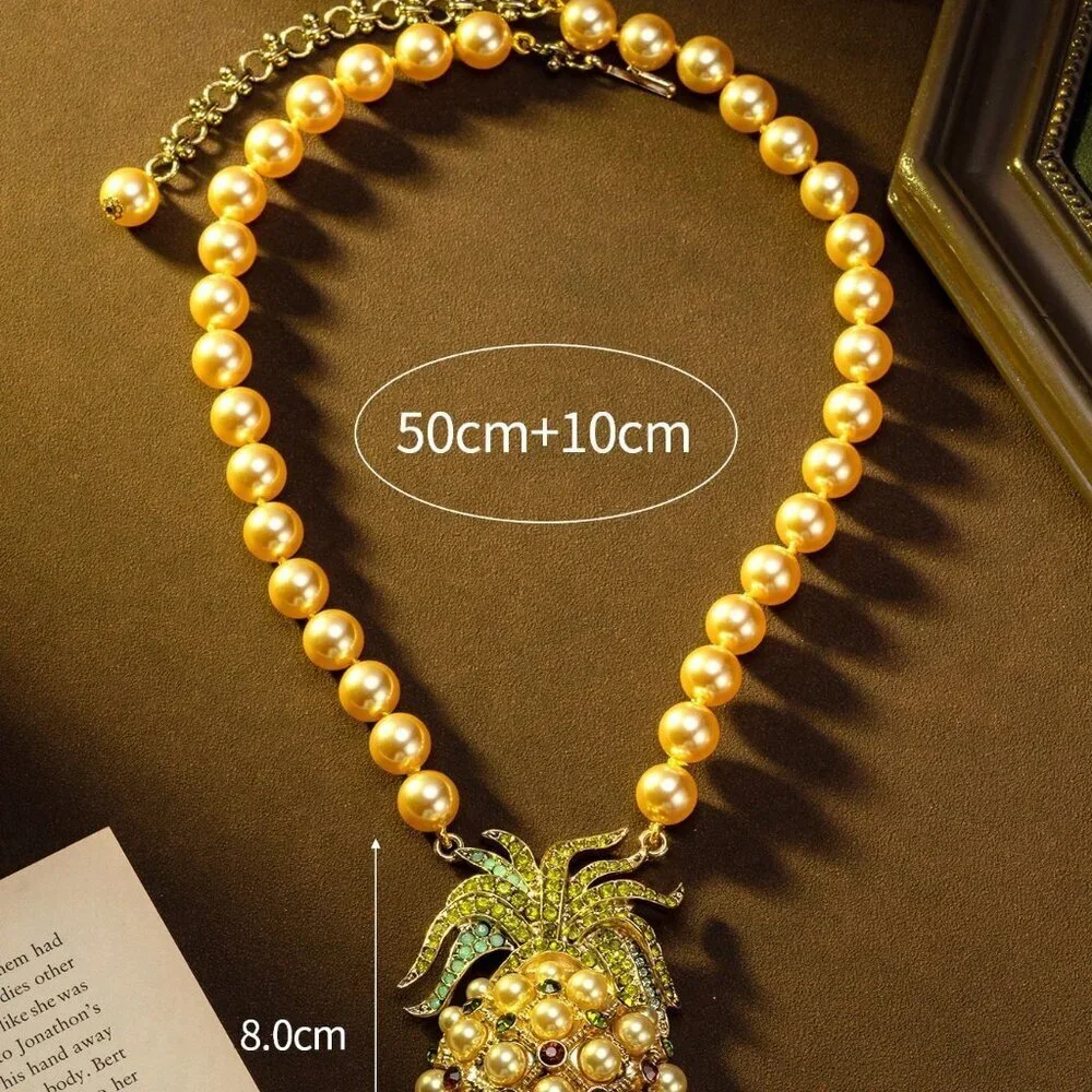 Multicolor  Women's Pineapple Design Necklace And Earrings Set